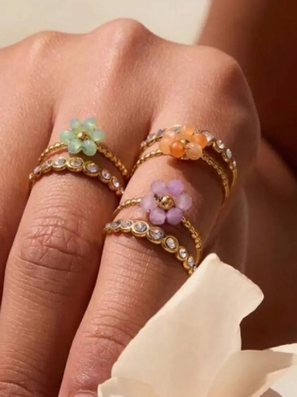 Boho flower ring Q664